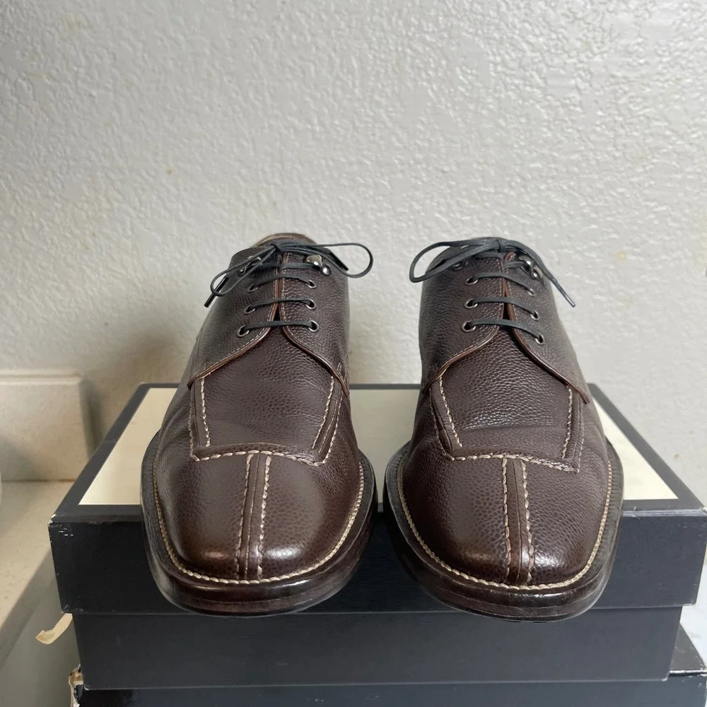 COLE HAAN Brown Pebble Leather Split‎ Toe Oxfords Dress Shoes Men's Size 10 M